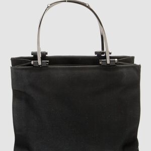 Gucci women's handbag black canvas metal handles tote medium